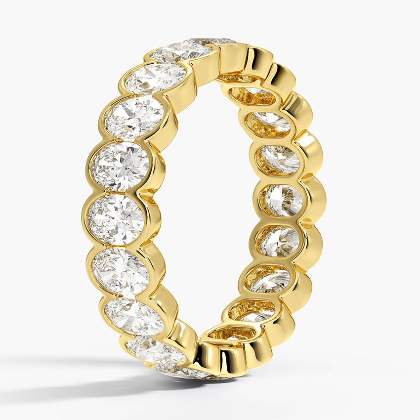 Semi-Bezel Oval Eternity Diamond Ring (3 ct. tw.) in 14K Yellow Gold - Image 4