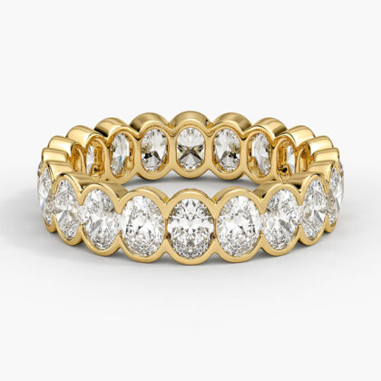 Semi-Bezel Oval Eternity Diamond Ring (3 ct. tw.) in 14K Yellow Gold