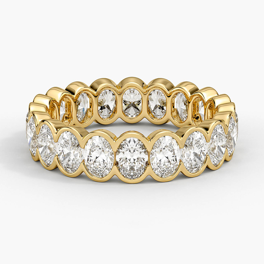Semi-Bezel Oval Eternity Diamond Ring (3 ct. tw.) in 14K Yellow Gold
