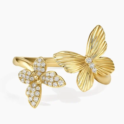Butterfly Toi et Moi Diamond Ring (1/8 ct. tw.) in 14K Yellow Gold