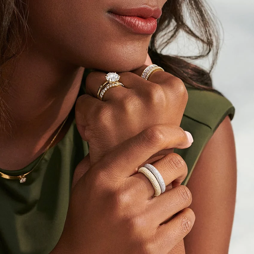 Diamond Tube Ring in 14K Yellow Gold - Image 3