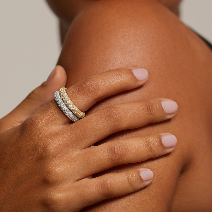 Diamond Tube Ring in 14K Yellow Gold - Image 4
