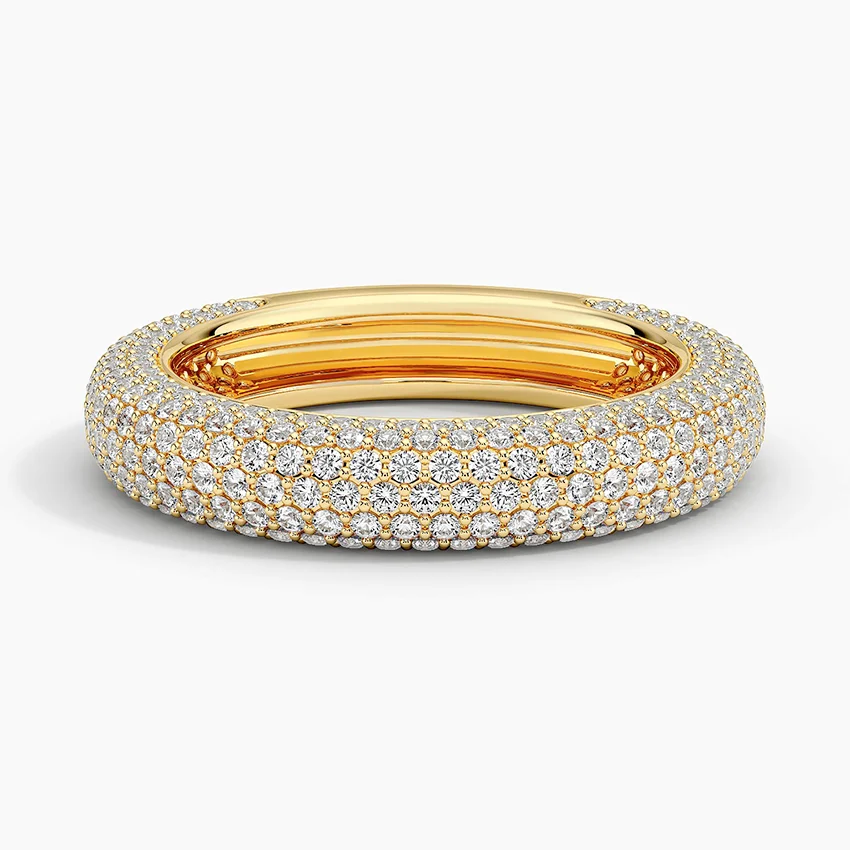 Diamond Tube Ring in 14K Yellow Gold
