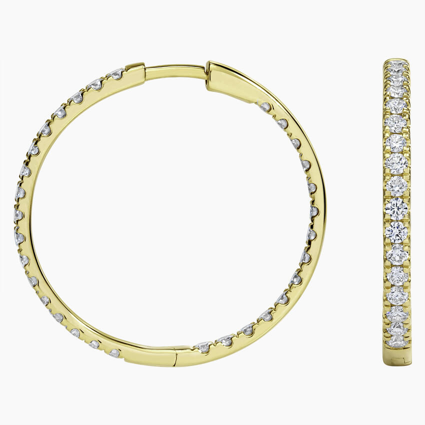 Medium Perfect Luxe Hoop Diamond Earrings in 14K Yellow Gold - Image 2
