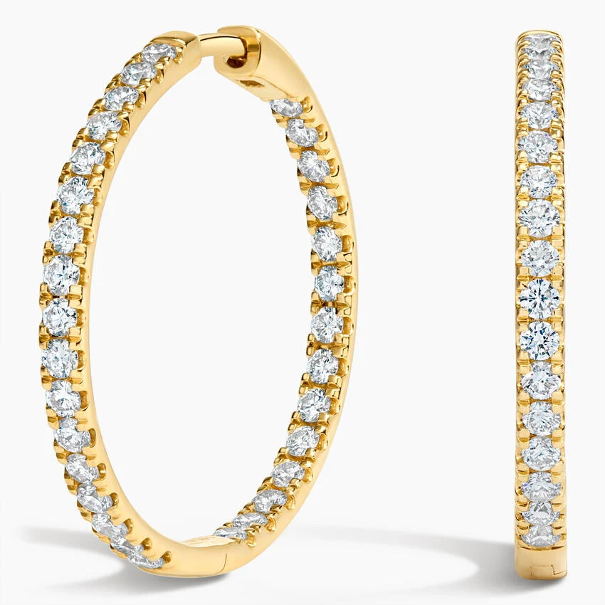 Medium Perfect Luxe Hoop Diamond Earrings in 14K Yellow Gold