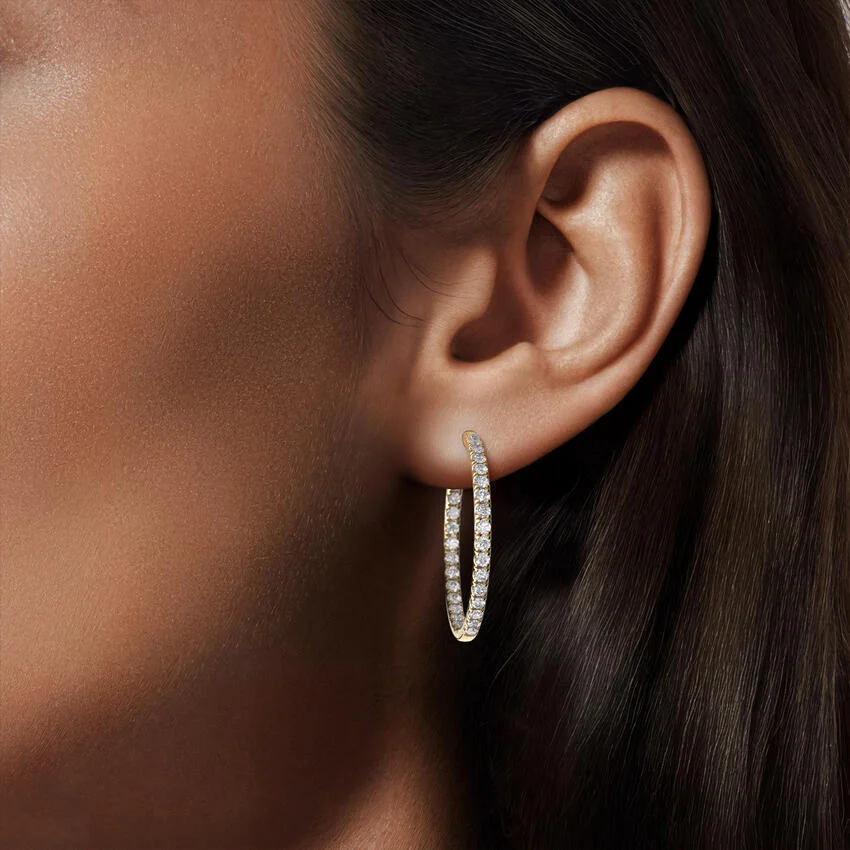 Medium Perfect Luxe Hoop Diamond Earrings in 14K Yellow Gold - Image 4