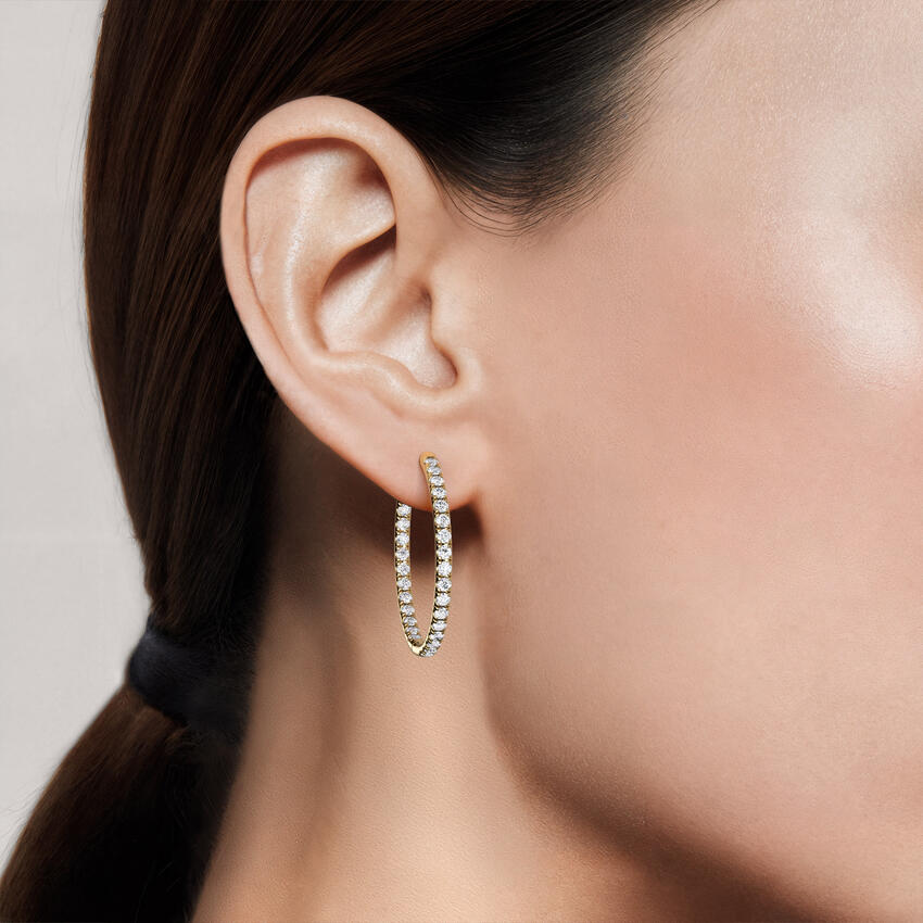 Medium Perfect Luxe Hoop Diamond Earrings in 14K Yellow Gold - Image 3