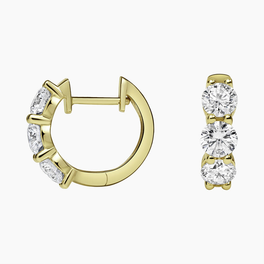 Zelda Diamond Huggie Hoop Earrings (1 1/2 ct. tw.) in 14K Yellow Gold - Image 2