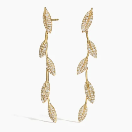 Jane Goodall Pavé Olive Branch Diamond Earrings (1 3/4 ct. tw.) in 14K Yellow Gold