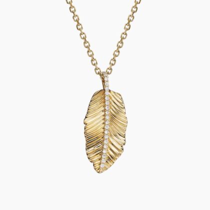 Jane Goodall Leaf Diamond Pendant Necklace in 14K Yellow Gold