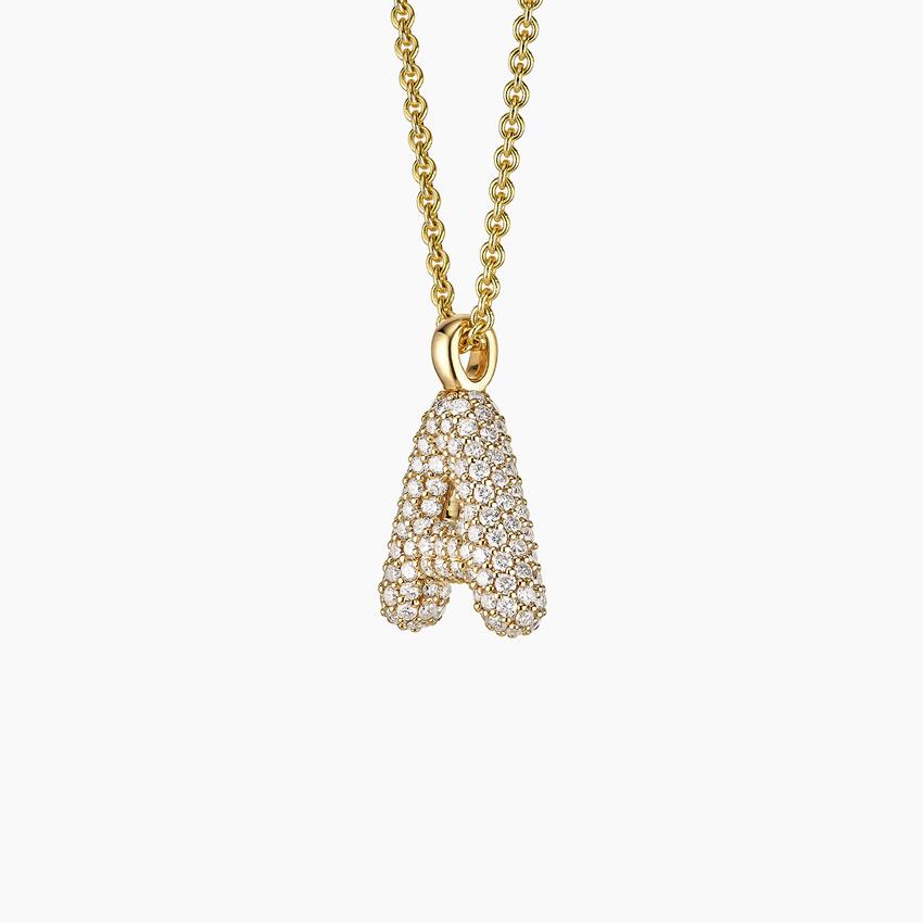 Initial Diamond Tube Pendant in 14K Yellow Gold - Image 4