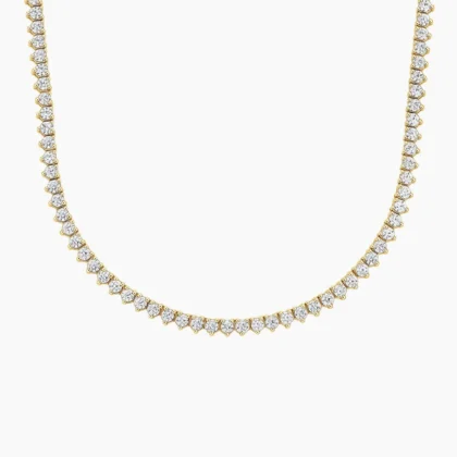 16 in. Perfect Three-Prong Diamond Tennis Necklace (7 ct. tw.) in 14K Yellow Gold