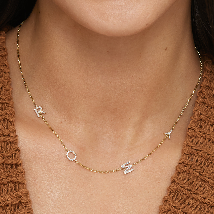 Initial Diamond Strand Necklace in 14K Yellow Gold - Image 2