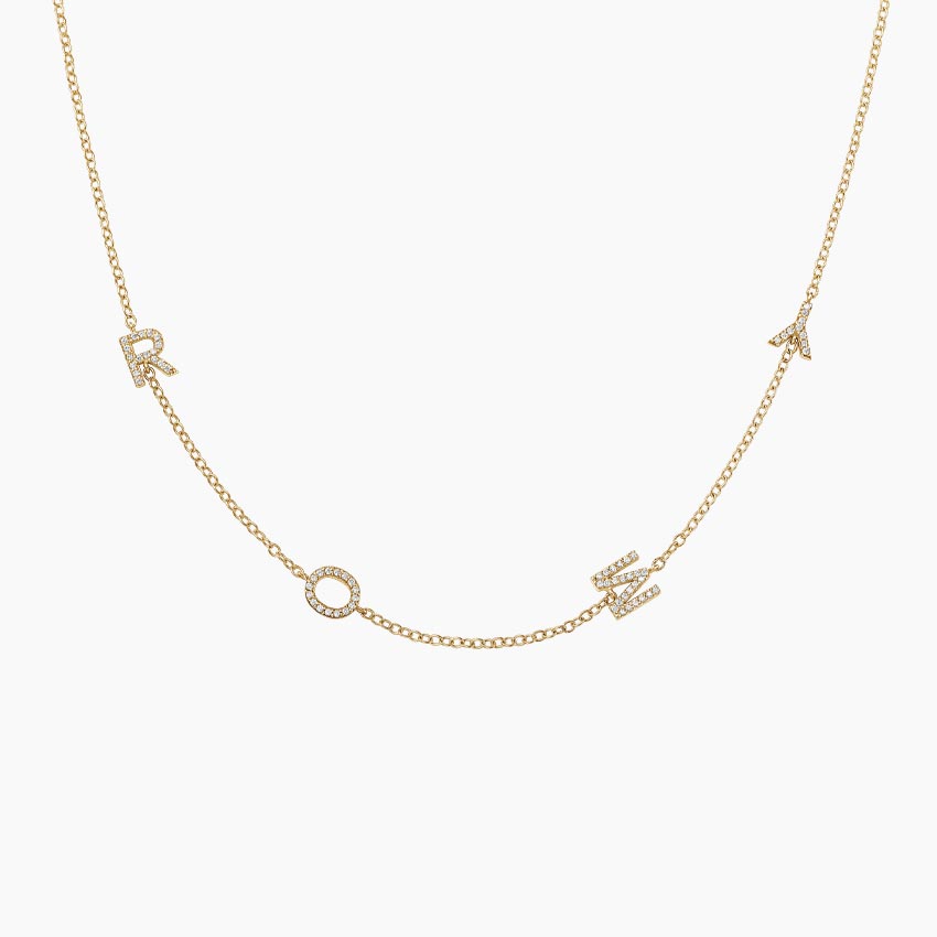 Initial Diamond Strand Necklace in 14K Yellow Gold