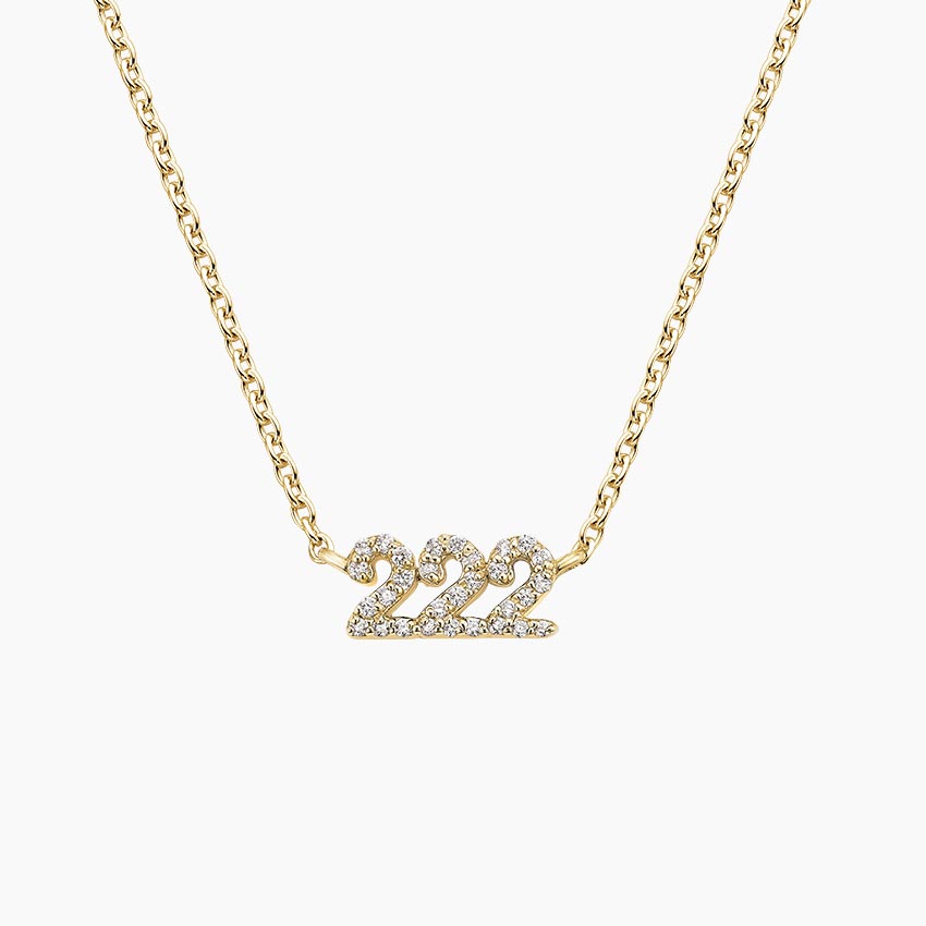 Script Number Diamond Pendant in 14K Yellow Gold