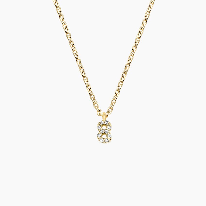 Script Number Diamond Pendant in 14K Yellow Gold - Image 3