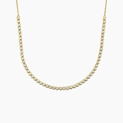 1/3 Coverage Petite Bezel Diamond Tennis Necklace (3/4 ct. tw.) in 14K Yellow Gold