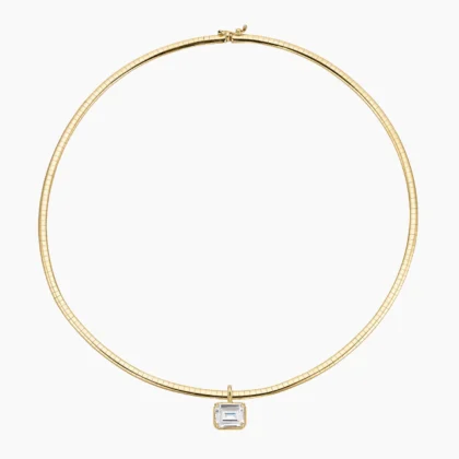 Emerald-Cut Diamond Omega Chain Necklace (4 ct. tw.) in 14K Yellow Gold