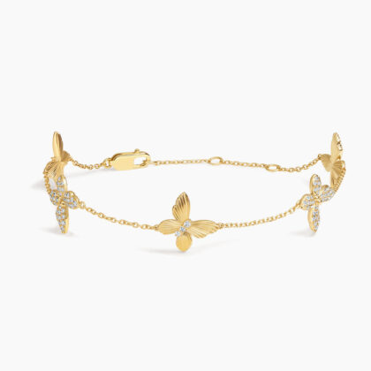 Butterfly Diamond Station Bracelet (1/3 ct. tw.) in 14K Yellow Gold
