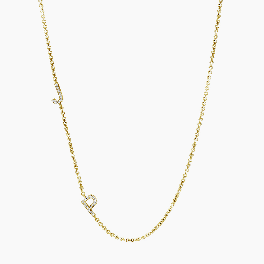 Initial Diamond Strand Necklace in 14K Yellow Gold - Image 3