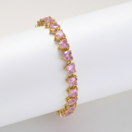 Heartstrings Tennis Bracelet - Pink Heartstrings Tennis Bracelet