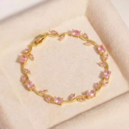 Tulip Crystal Vine Bracelet - Pink Tulip Crystal Vine Bracelet